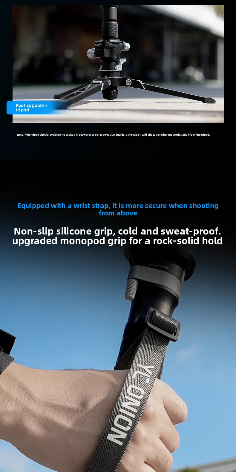 YC Onion Nano Einbeinstativ aus Aluminiumlegierung mit Pedalbasis, leichtes Reise-Einbeinstativ, Schnellverschluss-Kamerastativ, maximale Länge 1720 mm – Detail 12