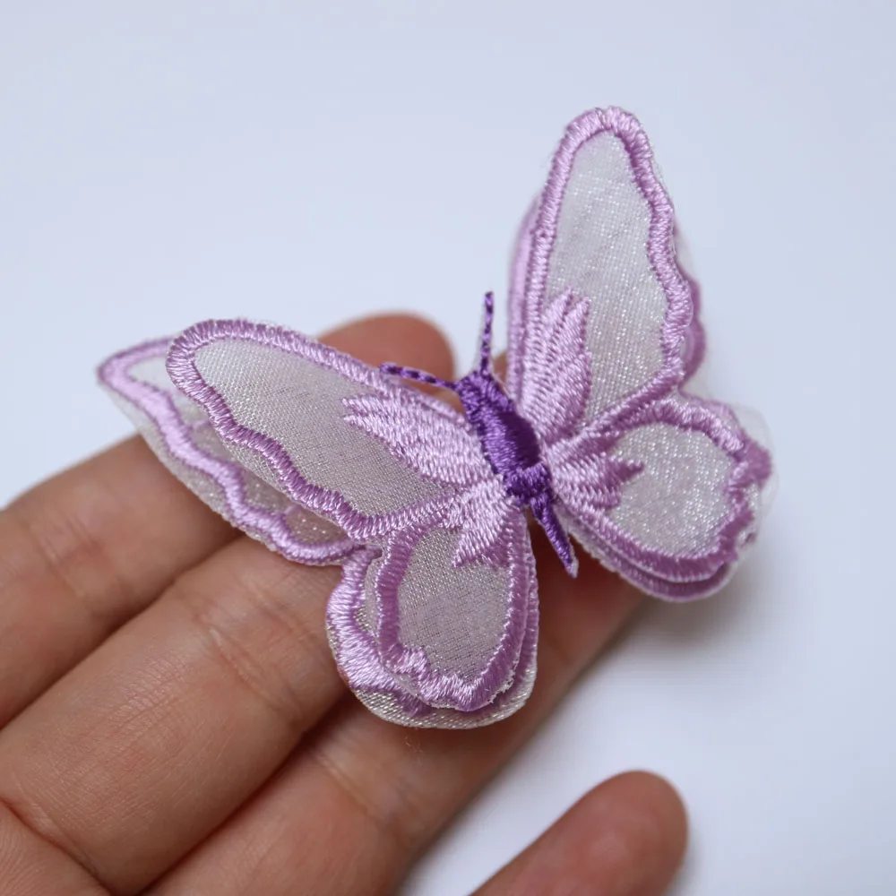 Purple Sliver Butterfly Patches Laser Sequin Patches for Clothes Glitter  Paillette Fabric Appliques DIY Hair Accessories 44x34MM