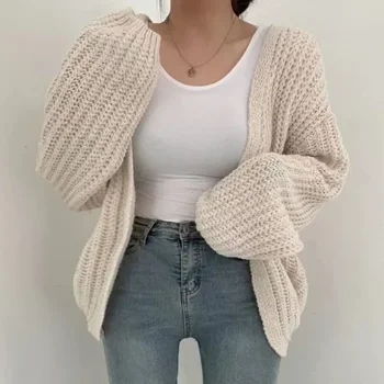 2024 Women’s Chic Korean Knit Cardigan – Short Vintage Poncho Top