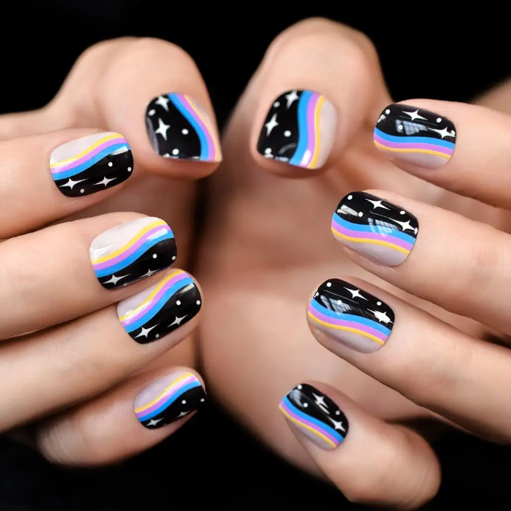 Special Design Press-On Nails - Medium Short Square Glossy Fingernails (24pcs/Set)