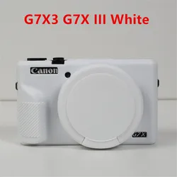 Soft Silicone Camera Skin Cover with Lens Protector - Durable Rubber Case Bag (G7X3 G7XIII White)