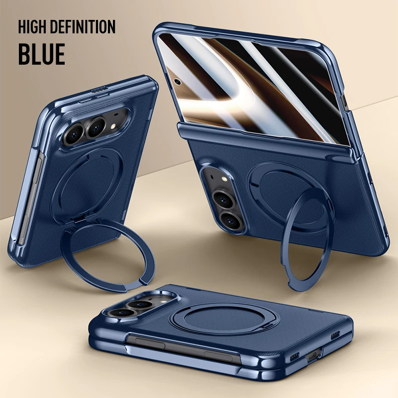 Magnetic PU Leather Plating Case with Rotatable Ring Stand and Privacy Glass