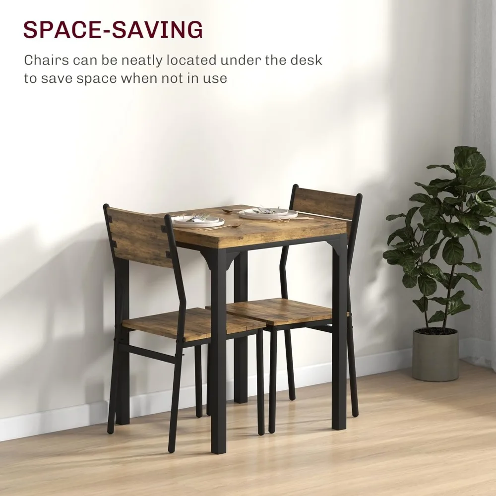 3 Piece Dining Table Set for 2, Modern Kitchen Table and Chairs, Dining Room Set for Breakfast Nook, Small Space, Apartment 3