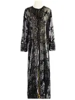 2024 New Black White Sequin Kimono Cardigan Abaya Dubai Luxury Muslim Kaftan Abayas For Women Turkish Islamic Clothing Outfit