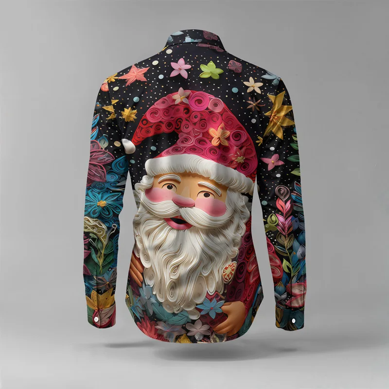 2025 Spring Summer Men Shirt Set Christmas Print Fashion Gingerbread Man Two Piece Set Mens Snowman Lightweight Party Long Sleev_voghion.com