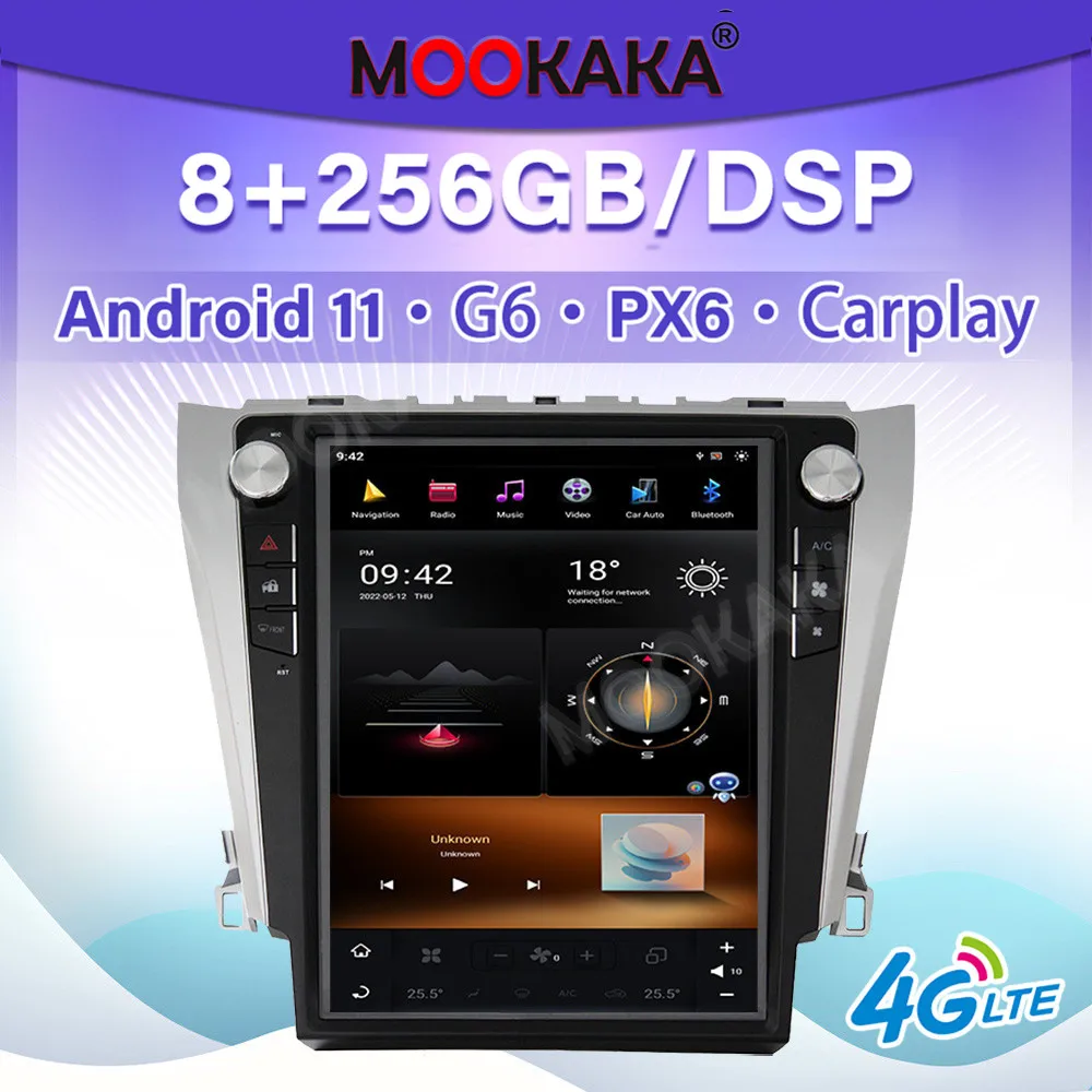 

For Toyota Camry 2012-2016 PX6 Tesla Style Car Radio Android 11 Multimedia Player GPS Navigation DSP Auto Stereo Head Unit