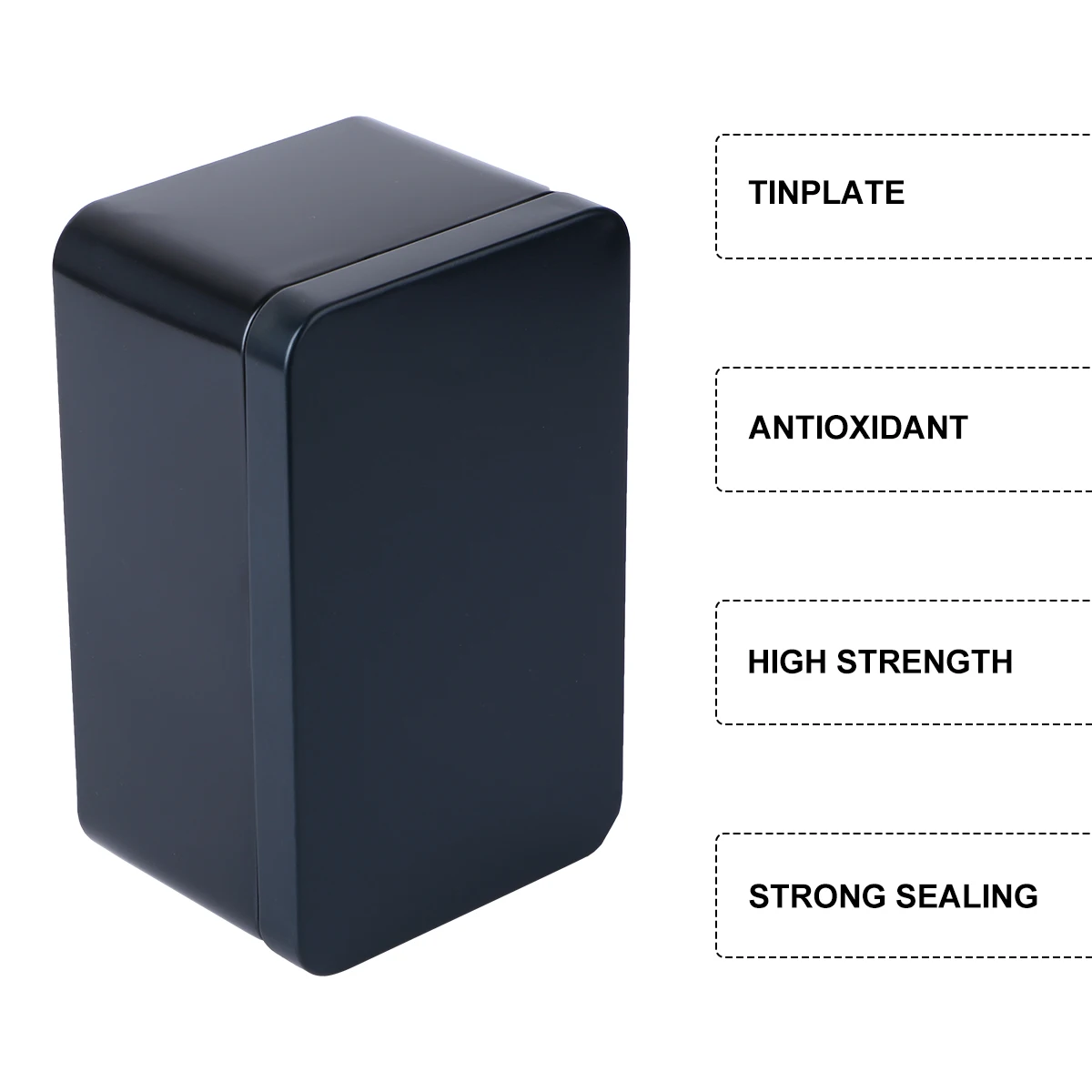 Rectangular Tinplate Box Mini Portable Tea Leaf Storage Container Candies Organizer Home Storage Box-13x8x6cm (Black) tea tin box airtight container