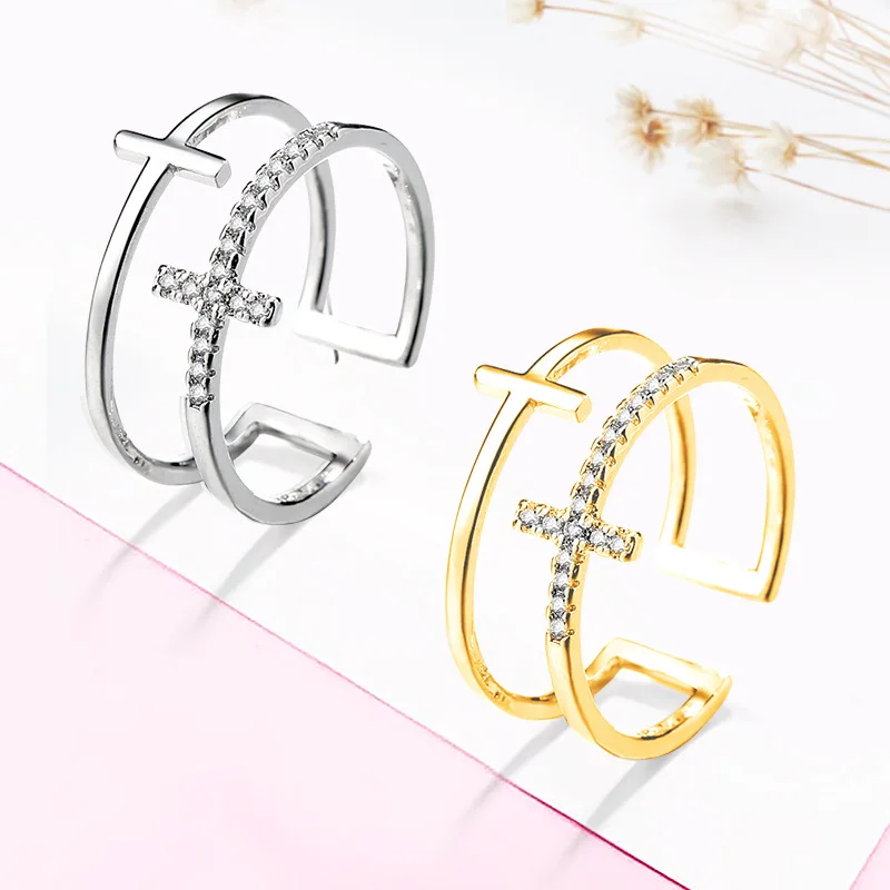 925 Sterling Silver Double Layer Water Drop Ring for Women - Detail View 21