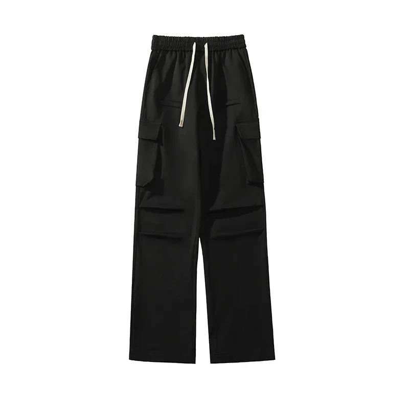 Men's Cargo Pants Fashion High Street Large Pockets Design Solid Colour Large Size Wide Leg Trousers