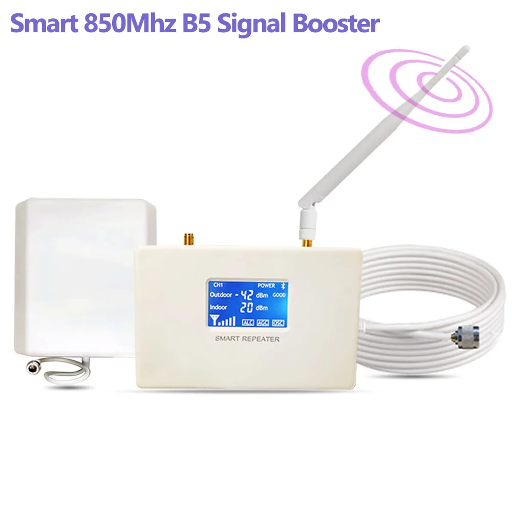 850Mhz Signal Booster B5 Repeater 2G 3G 4G, GSM CDMA Cellular Booster, Tuya App Management Full kit