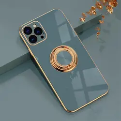 Magnetic Ring Holder Shockproof Silicone Kickstand Case - Universal Phone Cover - iPhone 7 8 Plus (GRAY)
