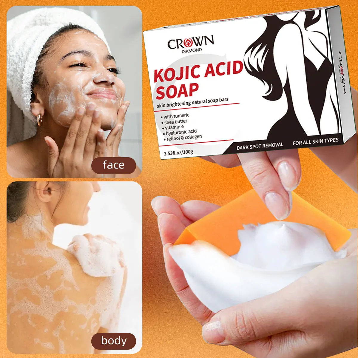 Kojic Acid Papaya Body Soap Deep Cleansing Smoothing Elbow Neck Knee Back Remove Chicken Skin Spot Armpit Soap 4