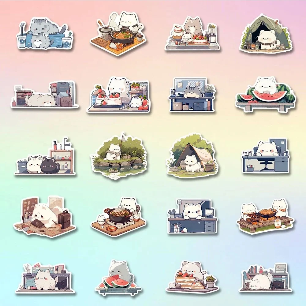 10/30/54pcs Kawaii Animal Cats Stickers Aesthetic Decoration Decals Waterproof DIY Phone Laptop Waterproof Cute Sticker for Kids 4