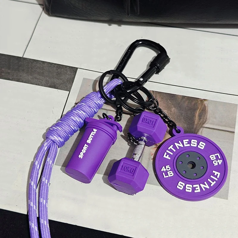 Farbkontrastender Hantel-Schlüsselanhänger, Fitness-Taschen-Anhänger für Paare, trendige Geschenke, D-förmige Schnalle, Schlüsselanhänger-Charms – Detail 20