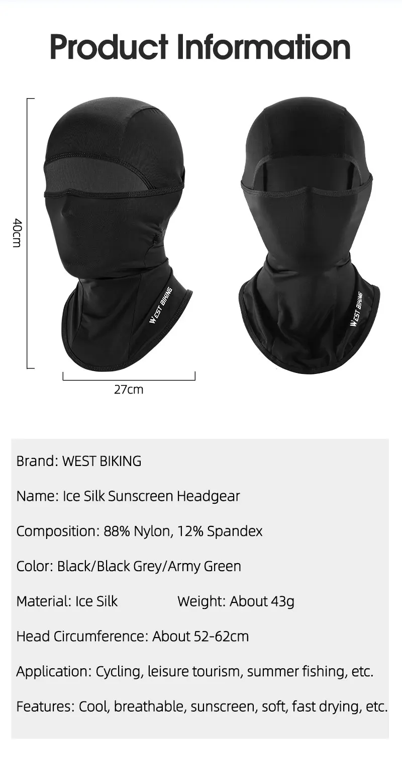West Biking Radsport Maske Voll gesicht UV-Schutz Fahrrad maske Sommer Sturmhaube Hut Rennrad Schal atmungsaktive Outdoor-Ausrüstung – Detail 21