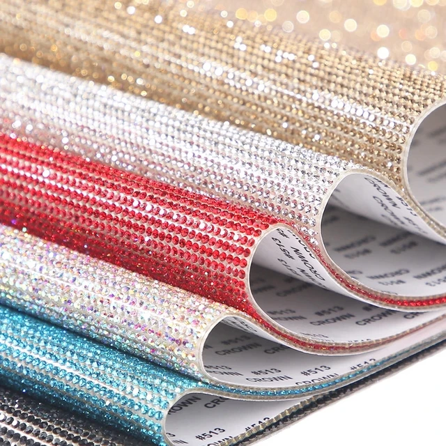 Self Adhesive Rhinestone Sticker Tape Sheet Trim Glitter Crystal Ribbon Gem Stickers for DIY Car Phone Shoes Clothes Decor