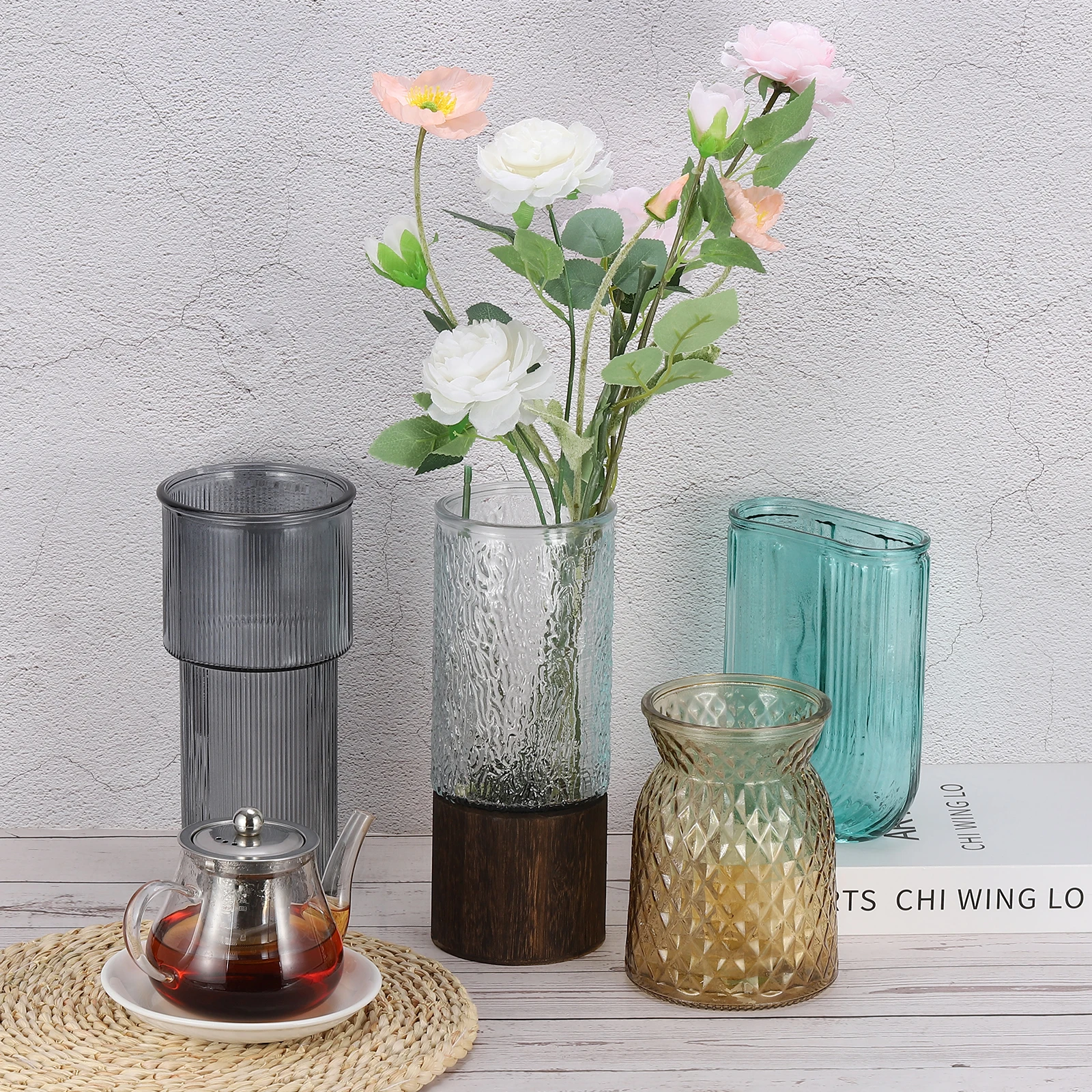 4"x6" Clear Glass Flower Vase Modern Glass Vase for Bouquet for Home Living Room Bedroom Dinning Table Office Decoration 6