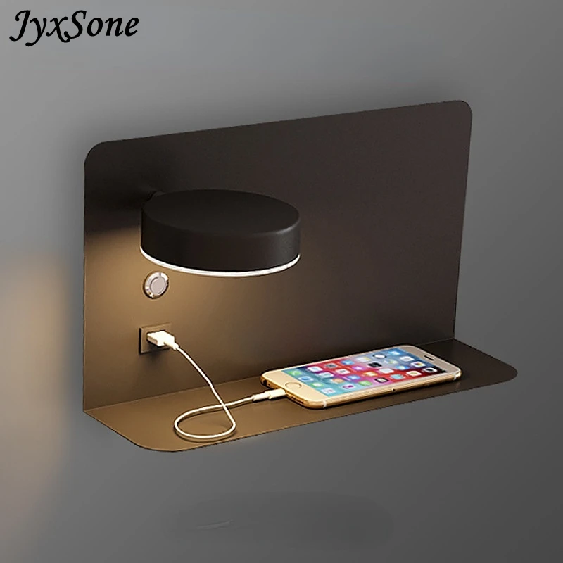 

Nordic Wall Lamps Bedroom Bedside Living Room Background Wall Lights Simple Wiring-free LED Lamp with Usb Mobile Phone Charging