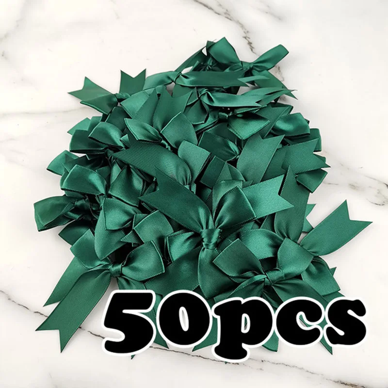 50-Piece Set of 1-Inch Fresh Pink Satin Ribbon Bows