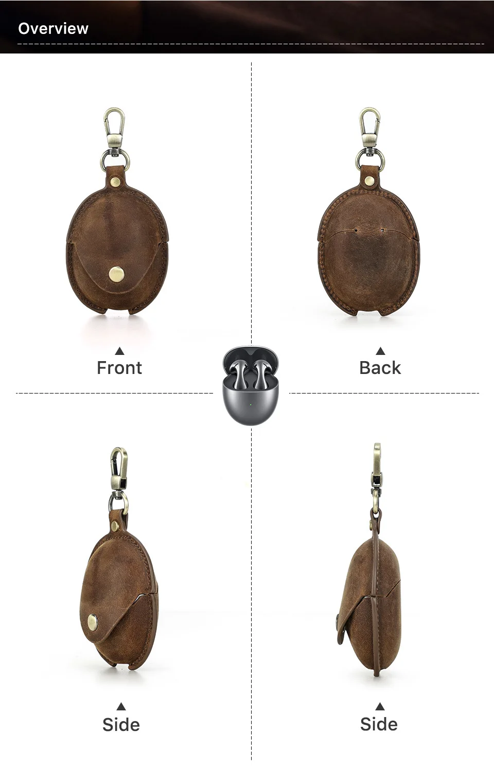 Genuine Leather Bluetooth Earphone Case For FreeBuds 5 Charging Wireless Headphones Cases Cover Protective