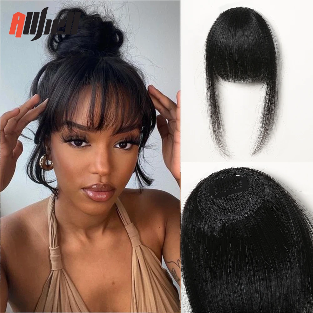 human hair bangs 100% Remy human hair bangs for women 4.5 inches black human hair extension clip in air bangs straight pieces