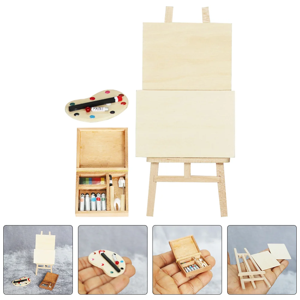 

Dollhouse Painter Mini Painting Board Supply Canvas Set Drawing Miniature Furniture Accessories Simulation Easel