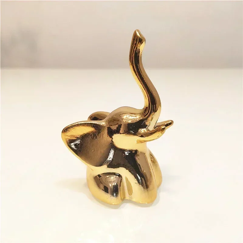 Small Gold Electroplate Ceramic Animal Figurines Swan Alpaca  Dog Cat Rabbit Fox Deer Porcelain Home Desk Decoration