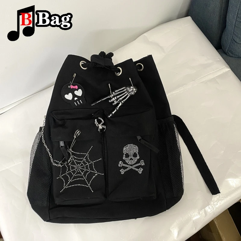 Y2K Gothic Women Girls punk Rock Backpack shoulder Bags
