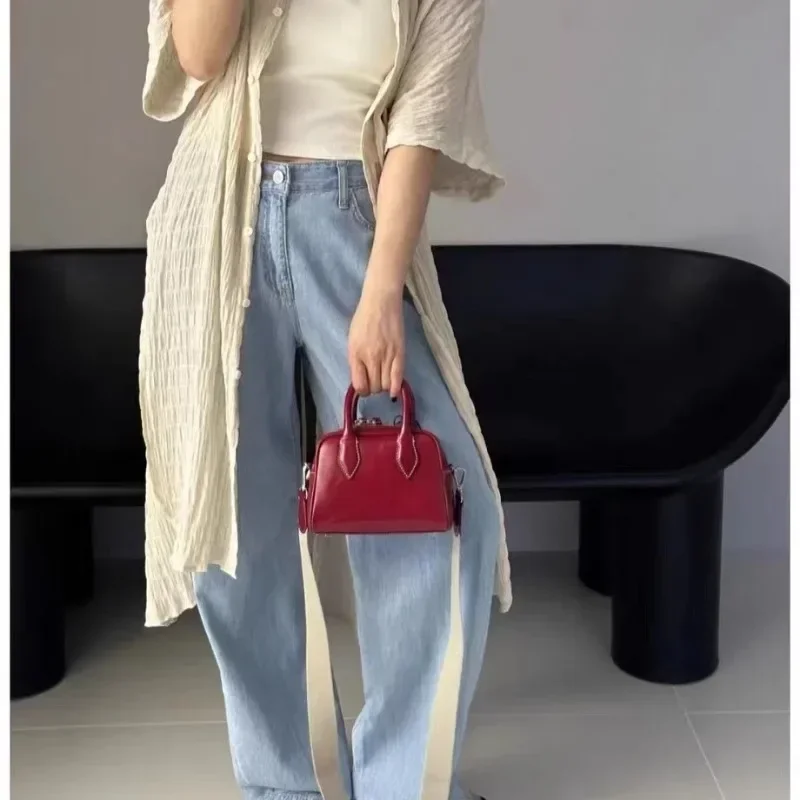 2024 Handmade High-quality First-layer Cowhide Underarm Shoulder Shoulder Crossbody Bag Boston Genuine Leather Women's Bag 3