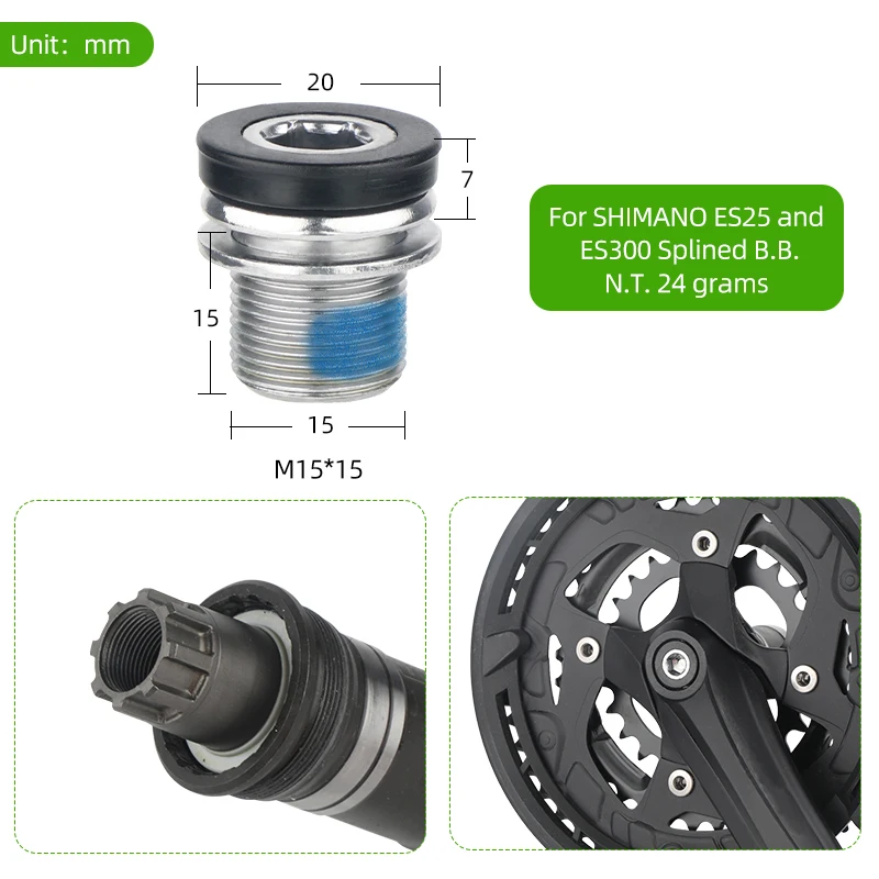 Deemount Adhesive-Coated Bike Crank Bolts with Dust Sealing and Hex Slot