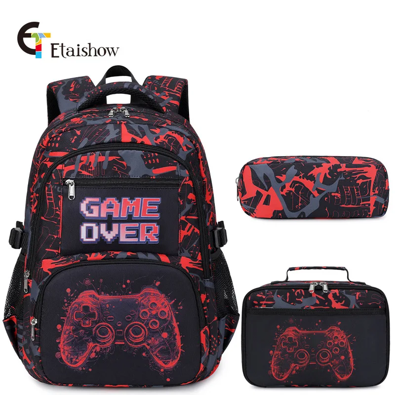 Backpack for Boy with Lunch Bag and Pencil Case 3pcs Boys School Bags for Elementary Student Teen Boys - 4