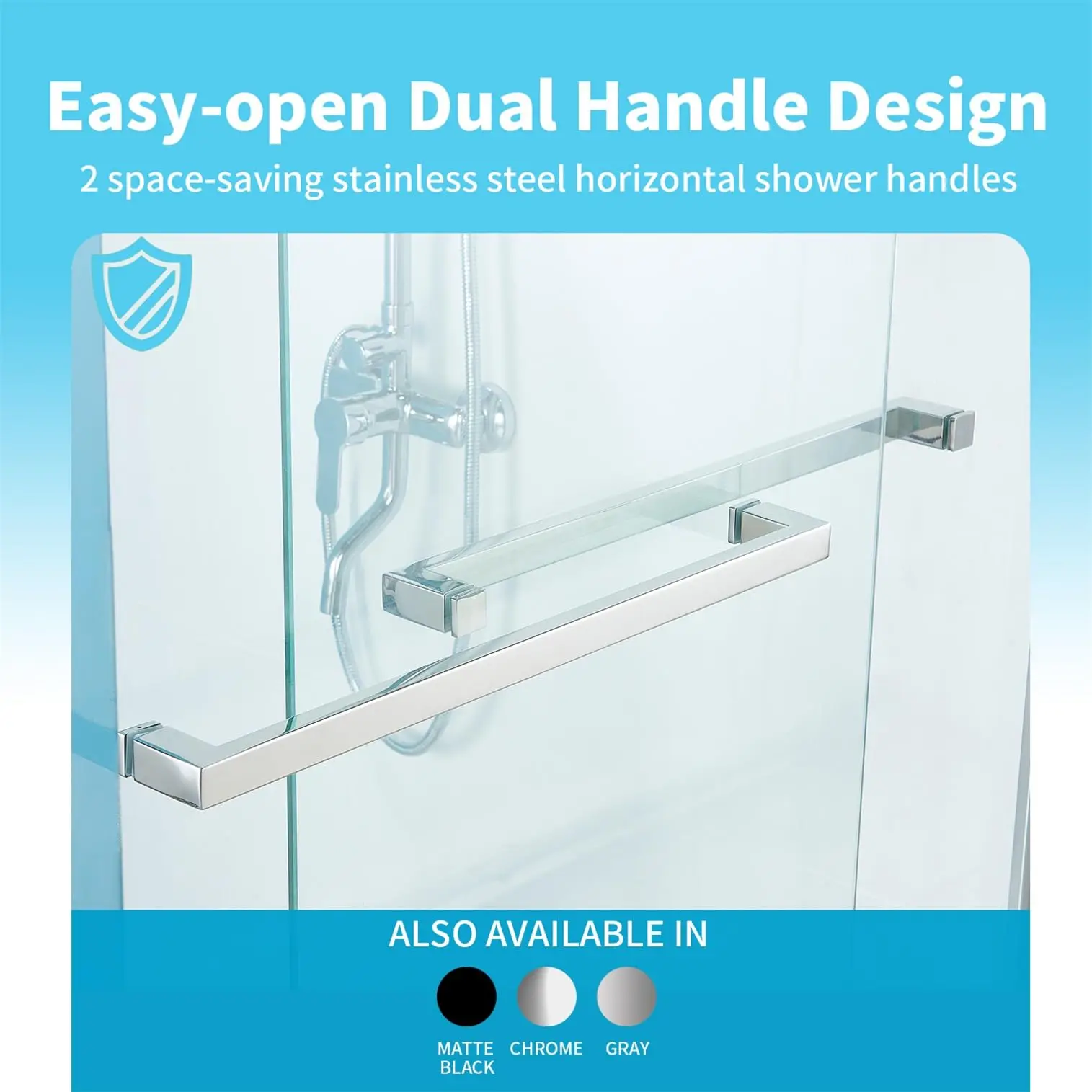 K01 - Shower Door 56-60 in. x 76 in. Double Sliding Shower Door, 5/16" (8mm) Clear Tempered Glass - Chrome 4