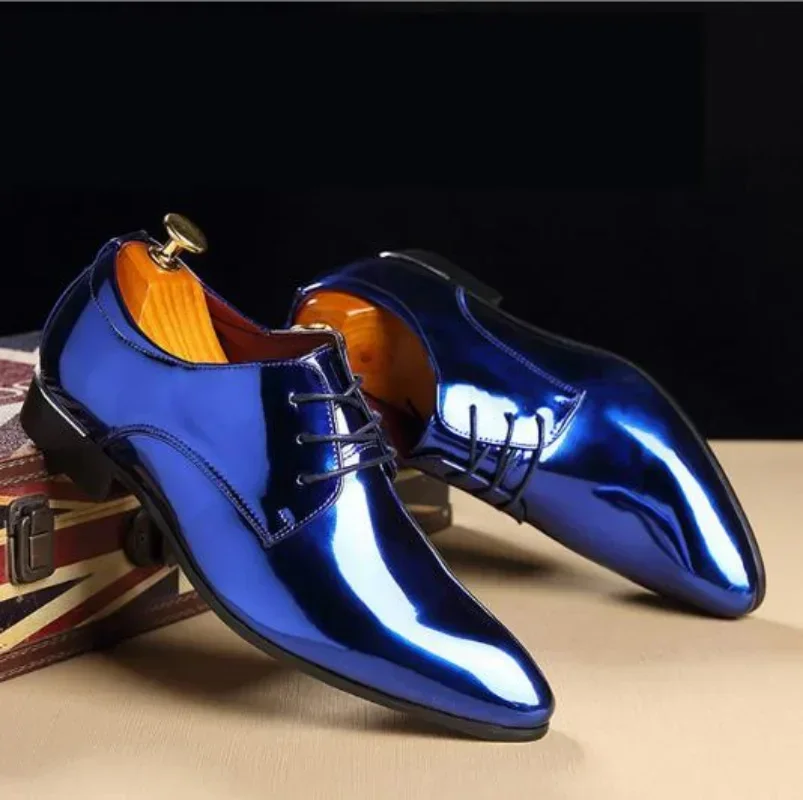 Leather Men Wedding Shoes Oxfords Designer Pointed Toe Dress Big Size 37-48