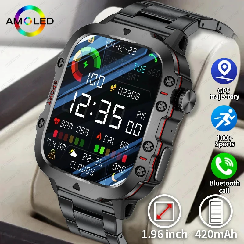 샤오미 러기드 밀리터리 GPS 스마트 워치 남성용 AMOLED HD 스크린 심박수 블루투스 통화, 방수 야외 스마트워치 2024 신제품