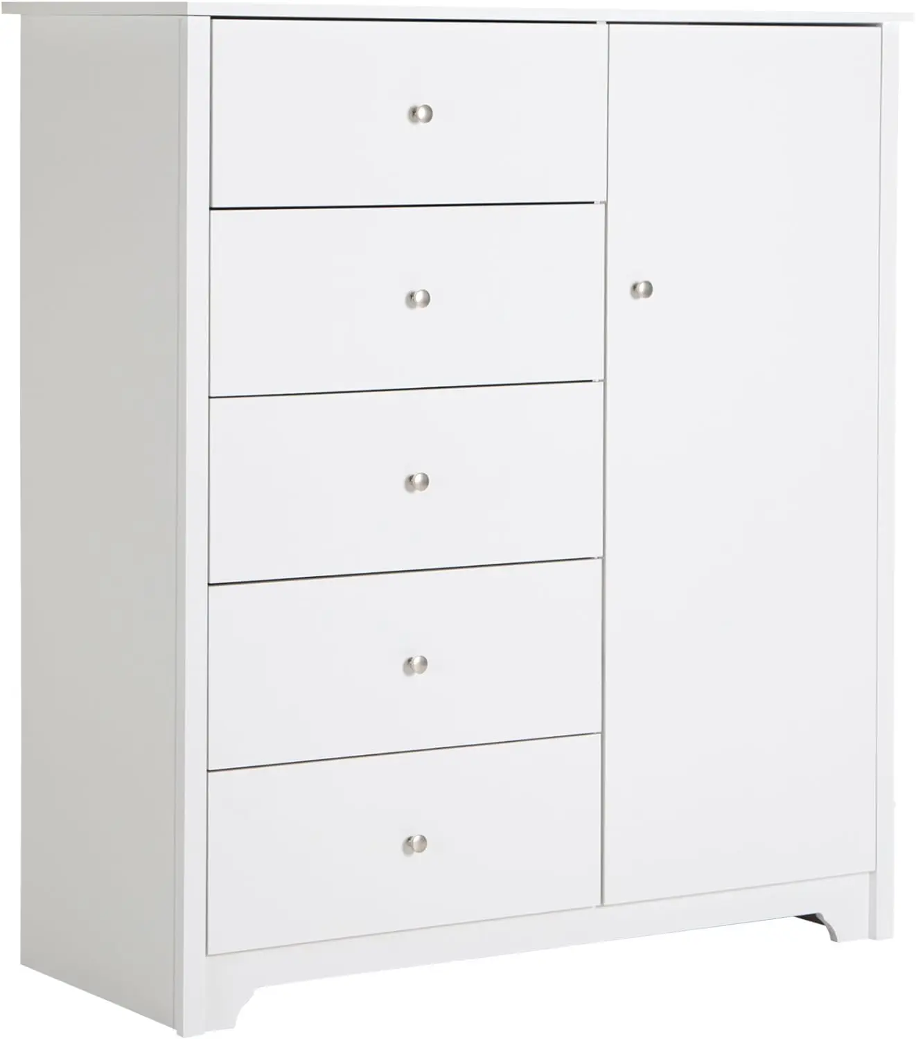 

South Shore Vito Door Chest with 5 Drawers and Adjustable Shelves, Pure White