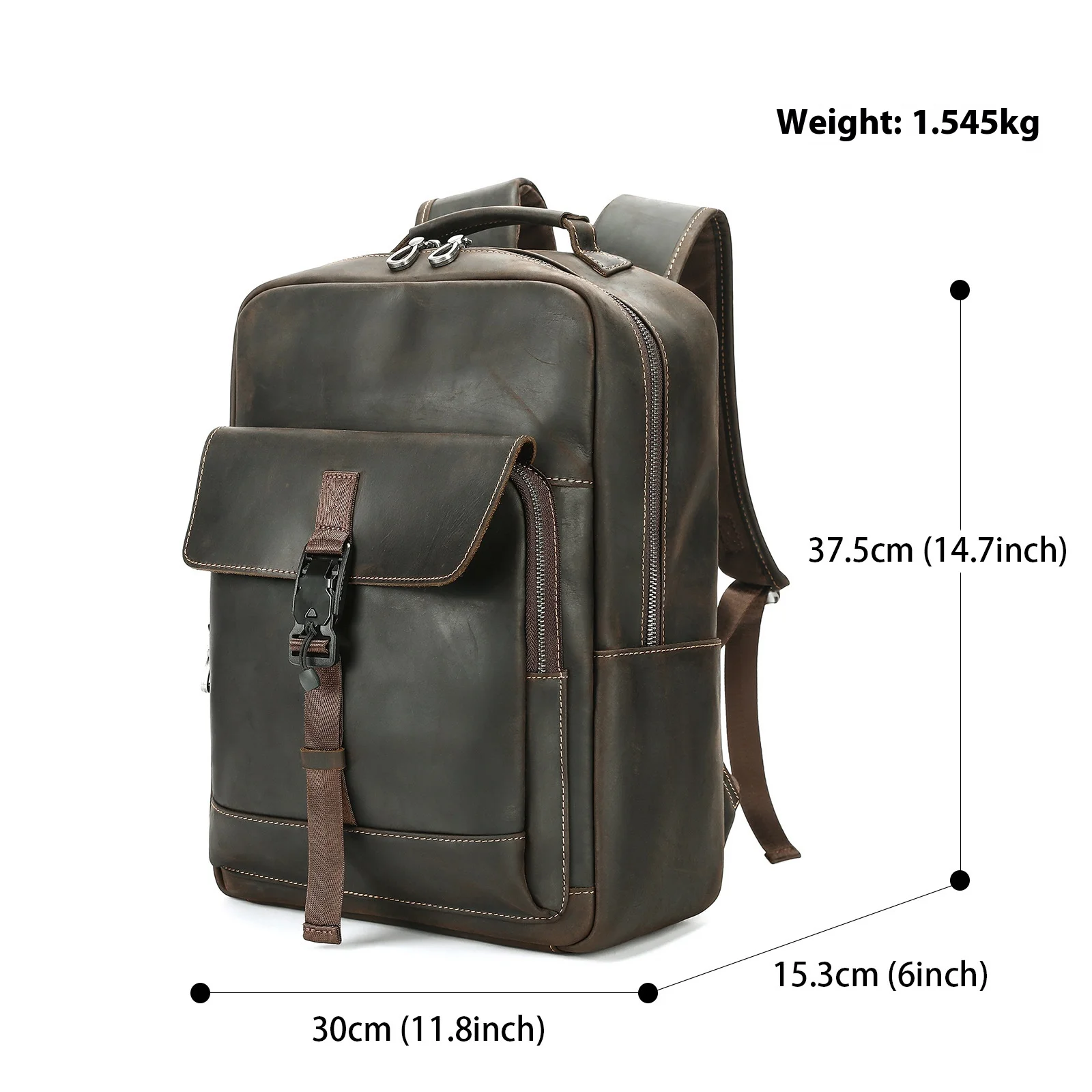 Business Casual Men's Leather Backpack Large Capacity Travel Bag