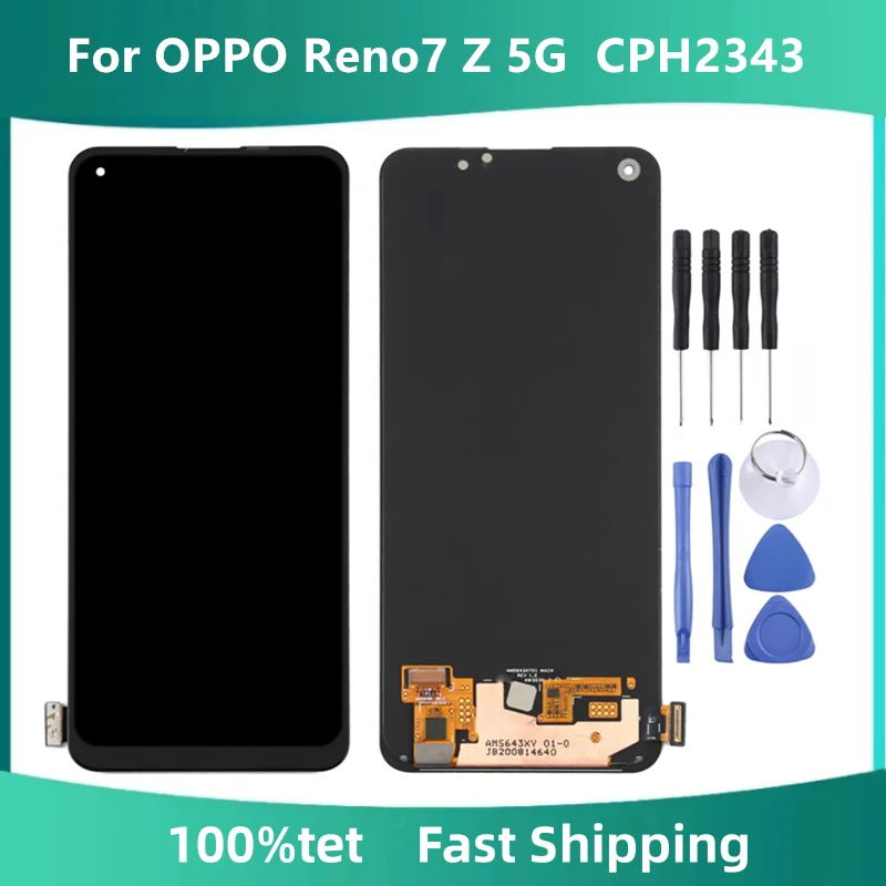 

6.43" AMOLED For OPPO Reno7 Z 5G CPH2343 layar sentuh tampilan LCD rakitan Digitizer For Reno7 Z 5G LCD