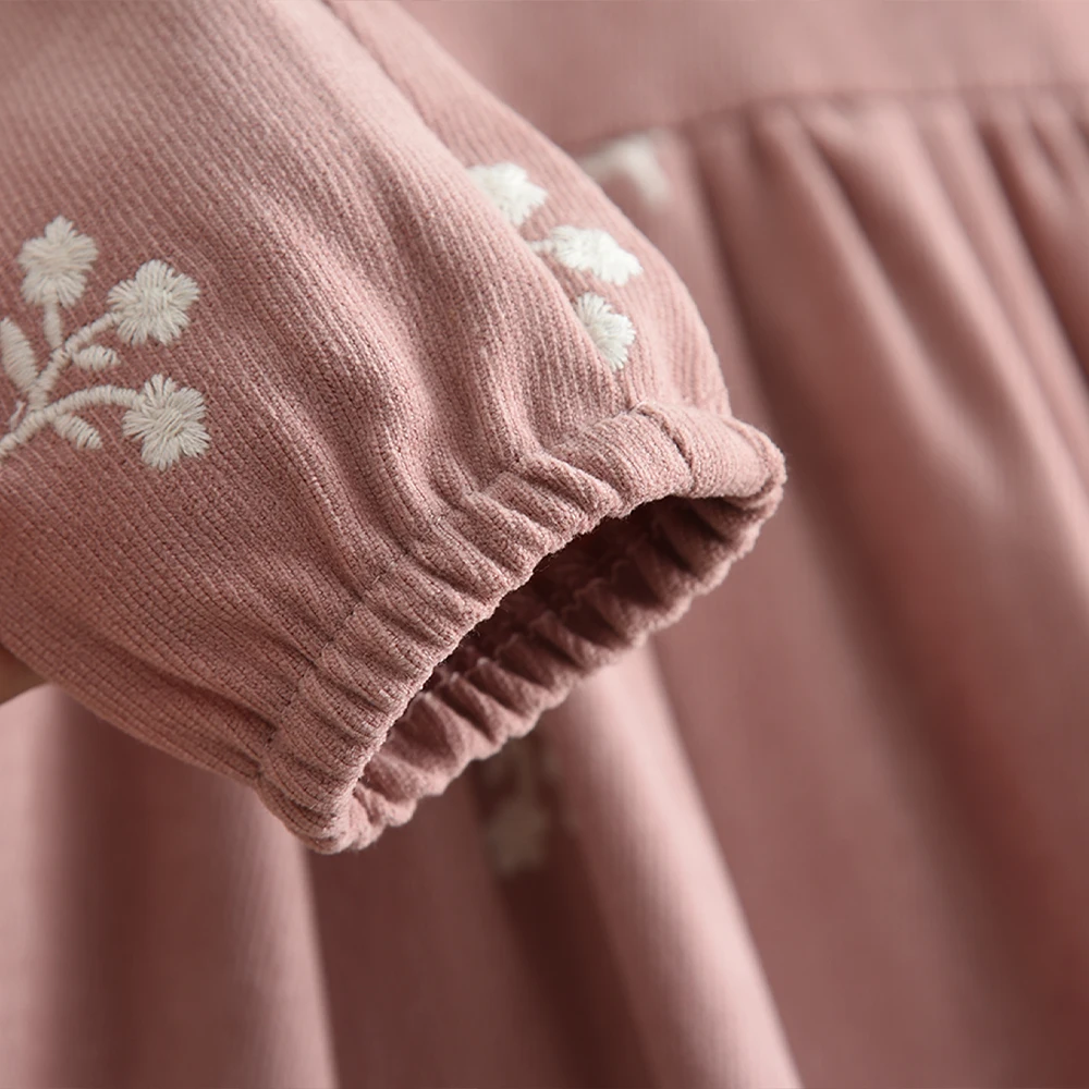 حلوة وجميلة الوردي طفلة دمية طوق بأكمام طويلة فستان الأميرة الأزهار النسخة الكورية الخريف جديد