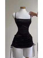 Sexy Satin Lace Up Bodycon Mini Dress Women Sleeveless Backless Party Club Dresses Streetwear Elegant Evening Clothes Black Robe - Image 2