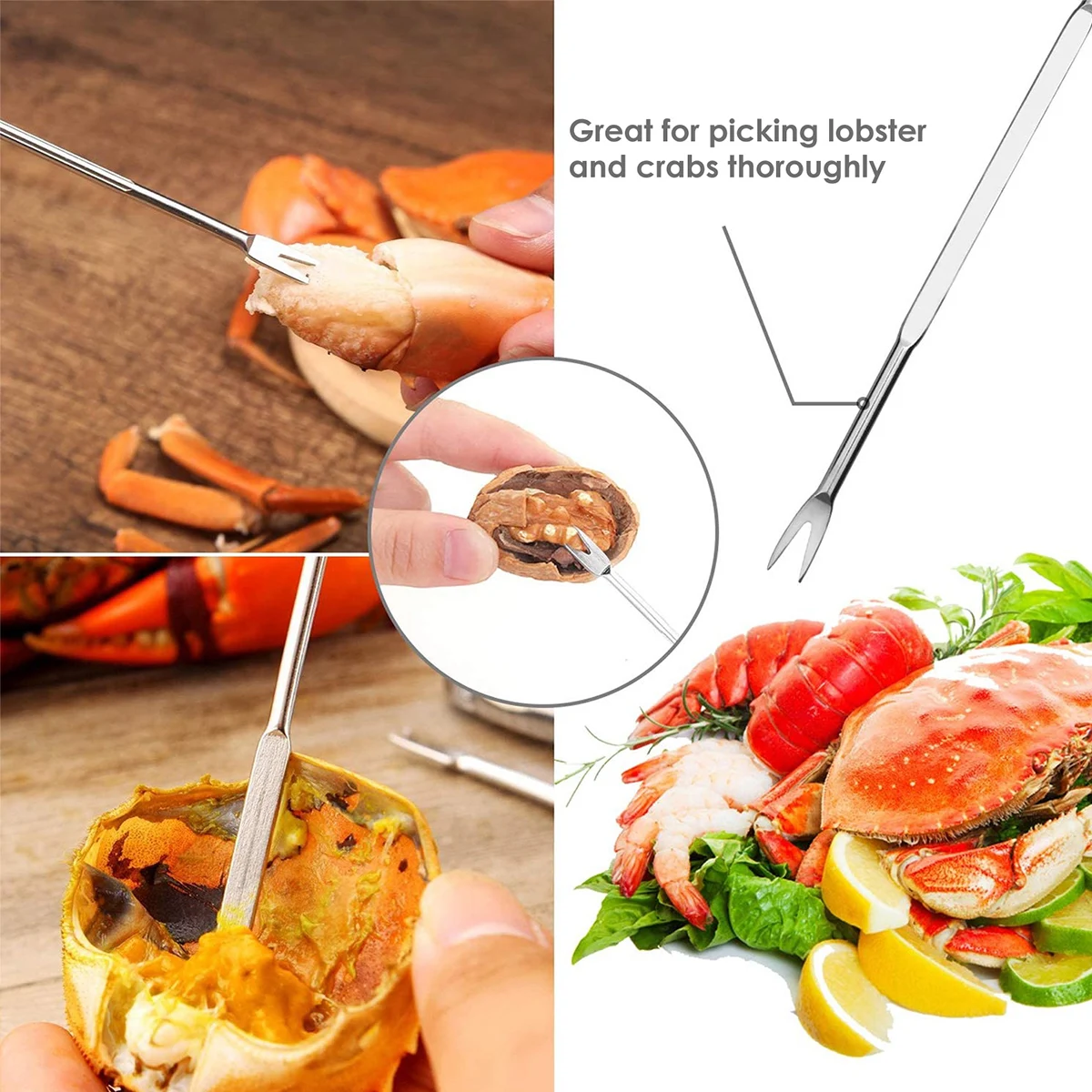 Seafood Opener Crab Sheller Crab Nut Sheller 10Pcs Seafood Tools Set Crab Leg Tools Set with 2 Crab Leg Crackers and 2 Stainless Steel Forks Lobster Opener