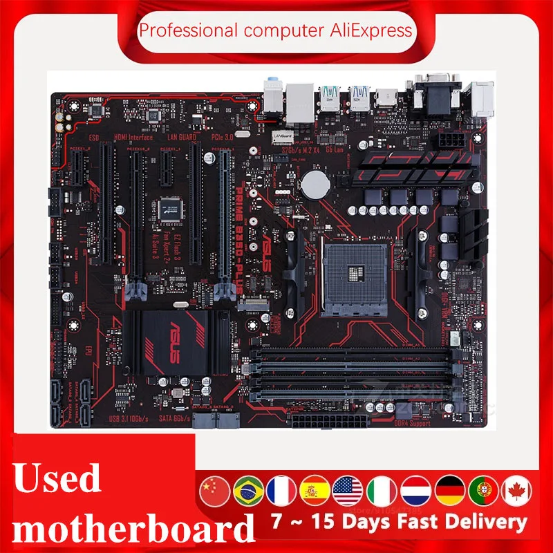 Материнская плата для ASUS PRIME разъем AM4 DDR4 AMD B350M B350 оригинальная настольная