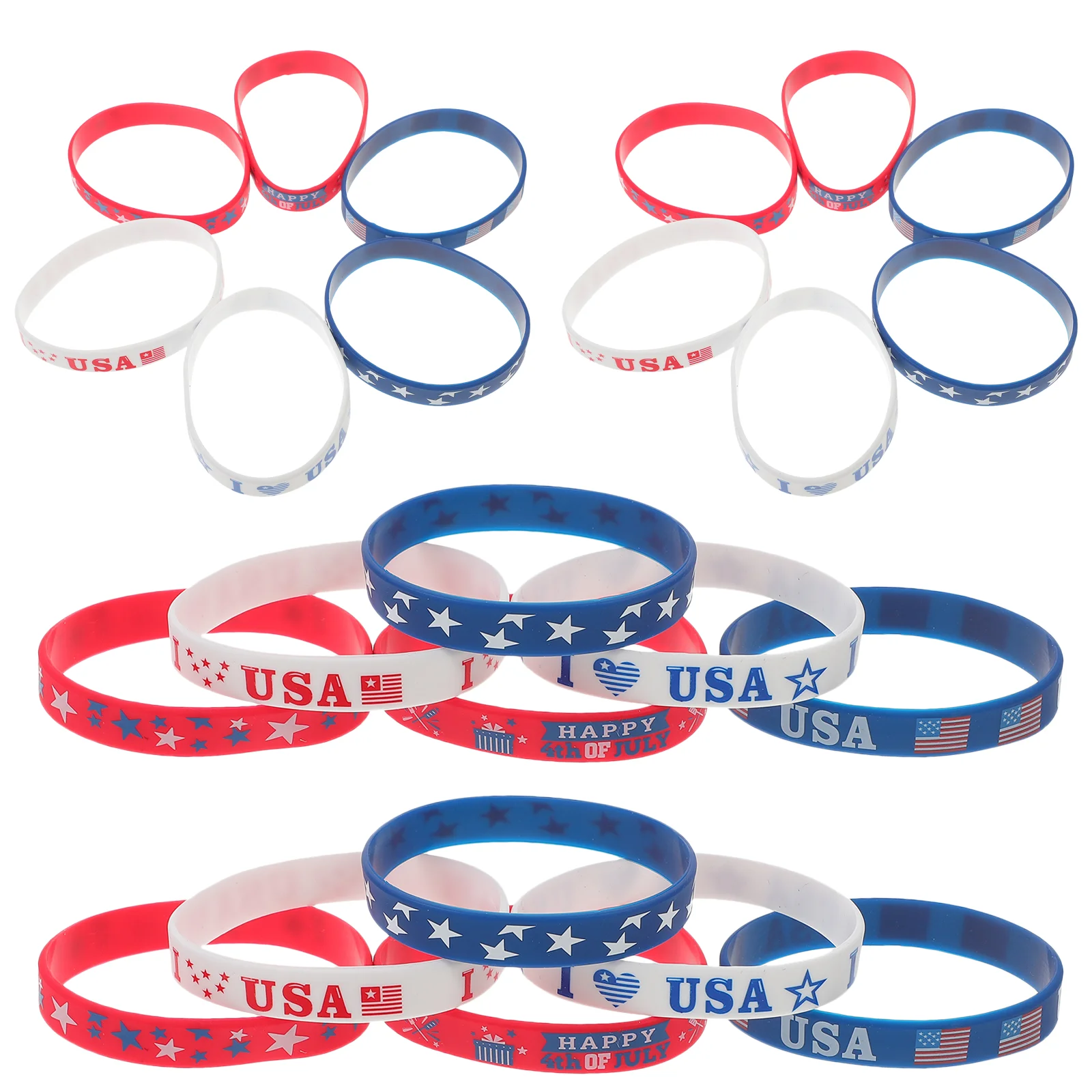 

36 шт., декоративный силиконовый браслет на запястье в европейском и американском патриотическом стиле
