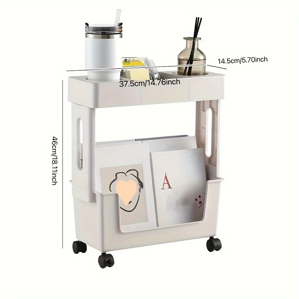 5-Tier Removable Magazine Newspaper Storage Rack, Book Storage Rack With Wheels Tableside Bookshelf For School Classroom Office