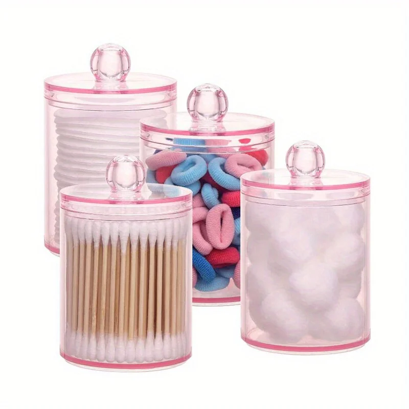 CHIFIGNO Confezione da 4 contenitori Qtip in plastica trasparente da
