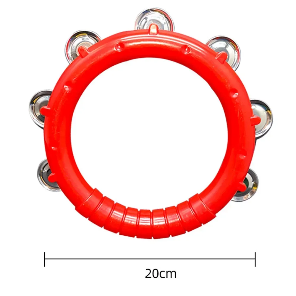 Tambourine Round Shape Grip Handle Hand Bell Jingles Hard Durable Percussion Tambourine With Hand Grip For KTV Dance Lead Party