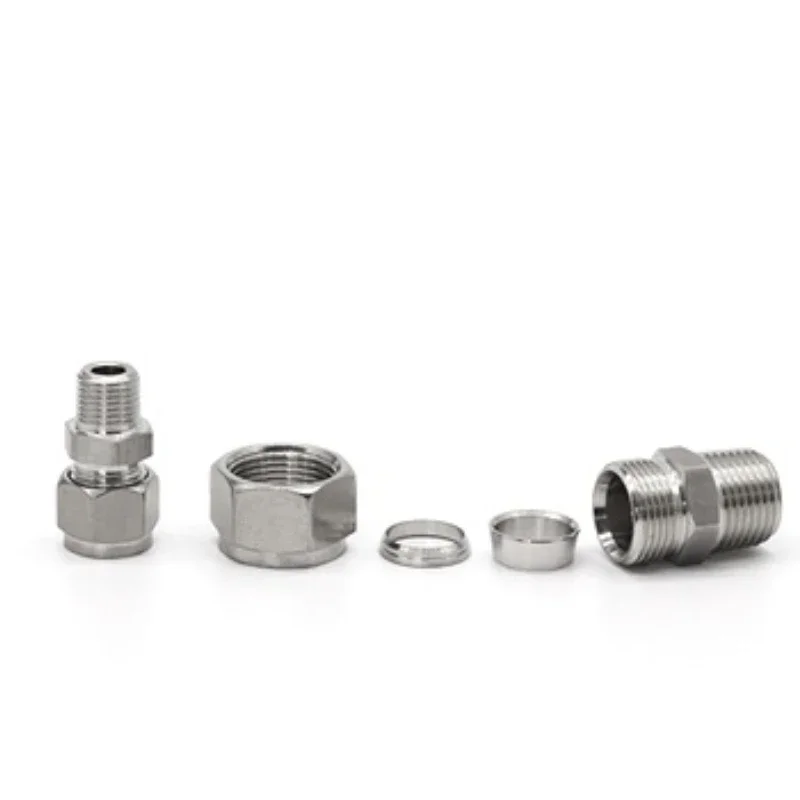 Pipe Fitting SS 304 Stainless Steel Double Ferrule Compression Connector 6mm 8mm 10mm 12mm Tube to 1/8" 1/4" 3/8" 1/2" Male
