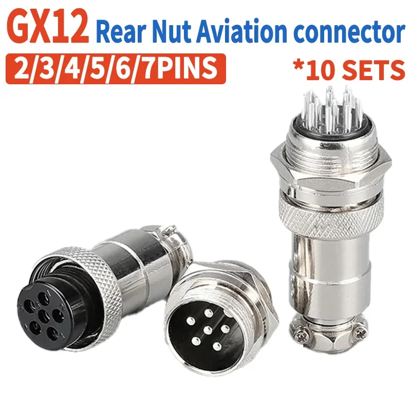 10 ชิ้น GX12 การบิน Circular Connector GX12-2Pin 3pin 4pin 5pin 6pin 7pin ชายหญิง 12 มิลลิเมตร M12 คงที่ด้านหลัง Nut Plug & Socket 1