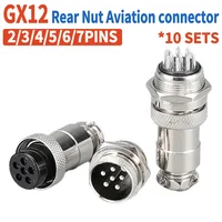 10 ชิ้น GX12 การบิน Circular Connector GX12-2Pin 3pin 4pin 5pin 6pin 7pin ชายหญิง 12 มิลลิเมตร M12 คงที่ด้านหลัง Nut Plug & Socket 1