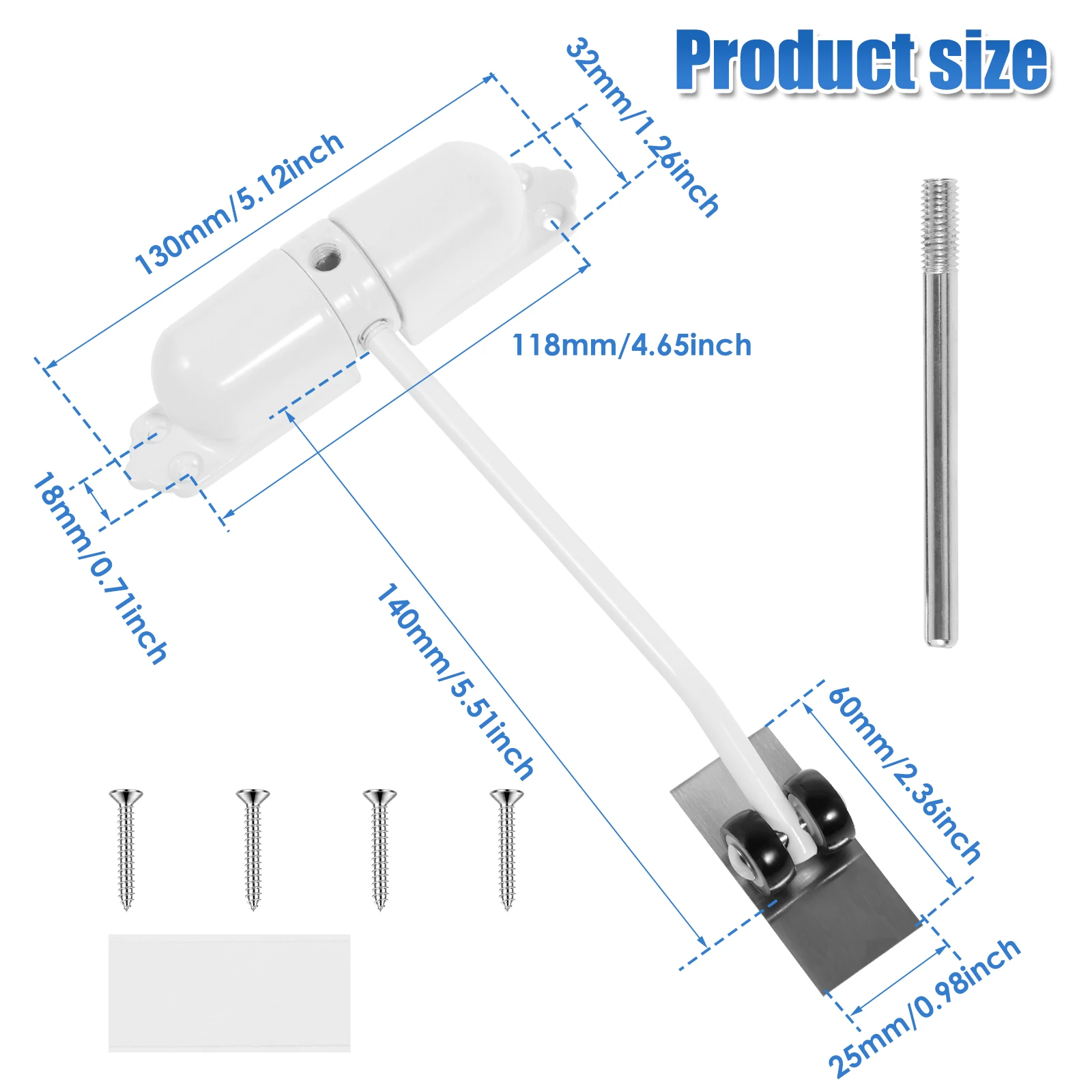 Door Closer Double Spring Door Closer Aluminum Alloy Automatic 60kg Load Capacity Quiet Safety Spring