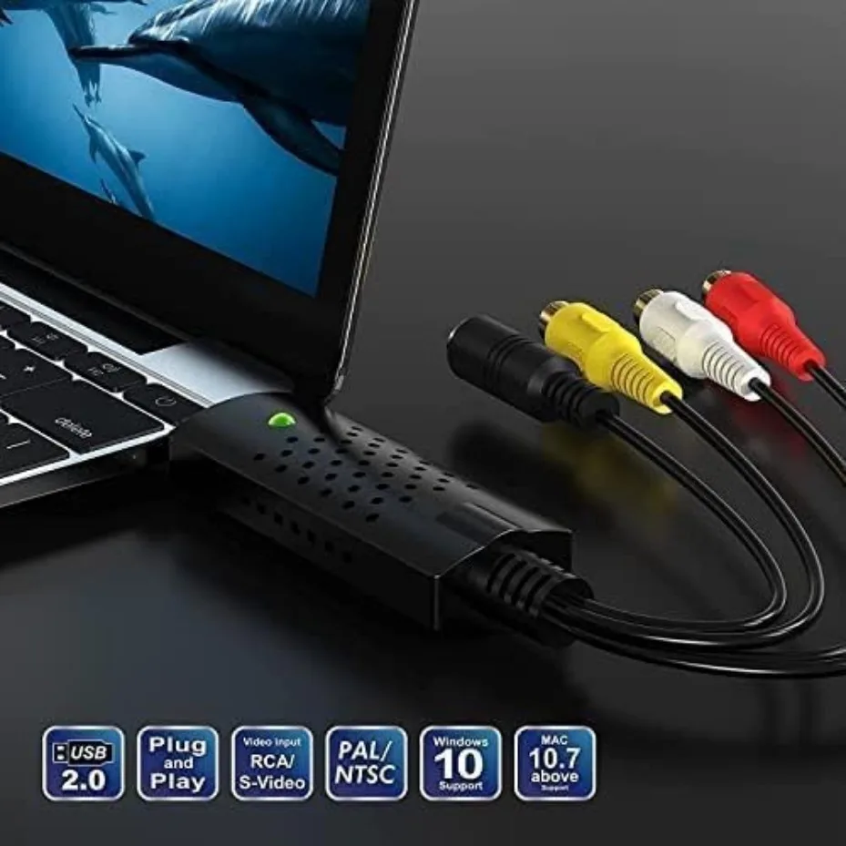 Scheda di acquisizione video RCA S-Video a USB, convertitore digitale VHS VCR DVD, Audio VideoGrabber per Windows, Mac, PC, Laptop, Videocamera, Giochi - immagine 4